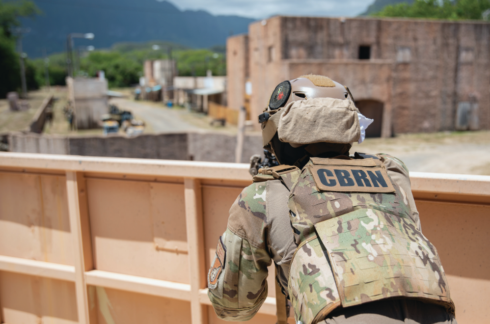 Participants in exercise Toxic Swell 2024 prepare and train for chemical, biological, radiological, and nuclear warfare, August 5, 2024, in Oahu,Hawaii (U.S. Air National Guard/Nicholas Perez)